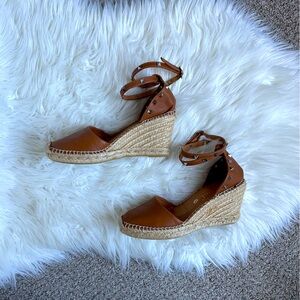Maypol Rockstud Ankle Strap Espadrille Wedge Sandals Brown Size 8 Handmade Spain